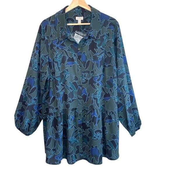 LOGO by Lori Goldstein Winter Floral Top NWOT - Picture 1 of 9